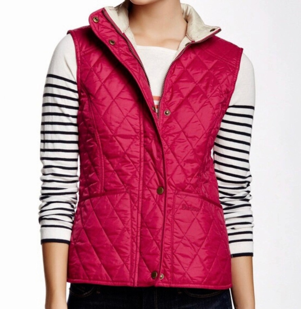Barbour Quilted Liddesdale Vest in Fuschia Gilet Women's 6